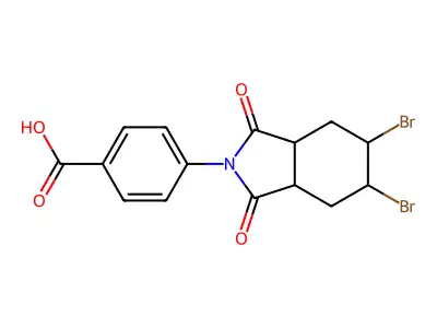 4-(5,6-dibromo-1,3-dioxooctahydro-2H-isoindol-2-yl)benzoic acid structure