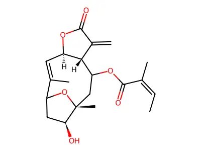 [(2Z)-12-hydroxy-2,11-dimethyl-7-methylidene-6-oxo-5,14-dioxatricyclo[9.2.1.04,8]tetradec-2-en-9-yl] (E)-2-methylbut-2-enoate structure