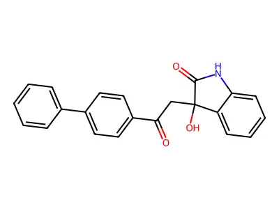 3-hydroxy-3-[2-oxo-2-(4-phenylphenyl)ethyl]-1H-indol-2-one structure