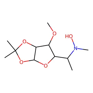 N-[1-(6-methoxy-2,2-dimethyl-3a,5,6,6a-tetrahydrofuro[2,3-d][1,3]dioxol-5-yl)ethyl]-N-methylhydroxylamine structure