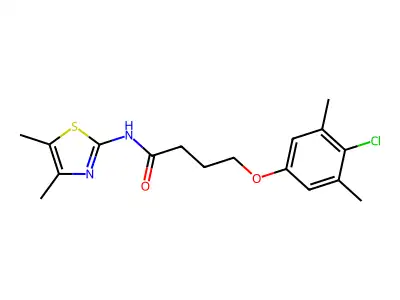 4-(4-chloro-3,5-dimethylphenoxy)-N-(4,5-dimethyl-1,3-thiazol-2-yl)butanamide structure