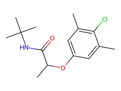 N-tert-butyl-2-(4-chloro-3,5-dimethylphenoxy)propanamide structure