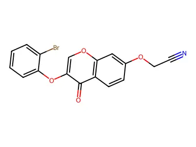 2-((3-(2-bromophenoxy)-4-oxo-4H-chromen-7-yl)oxy)acetonitrile structure