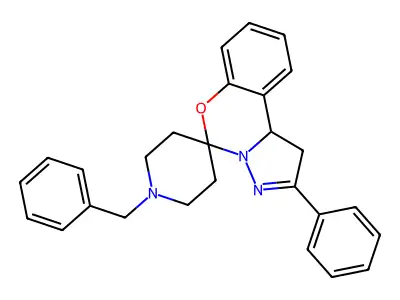 1-benzyl-2'-phenyl-1',10b'-dihydrospiro[piperidine-4,5'-pyrazolo[1,5-c][1,3]benzoxazine] structure