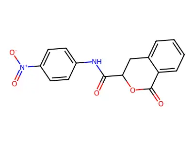 N-(4-nitrophenyl)-1-oxo-3,4-dihydroisochromene-3-carboxamide structure