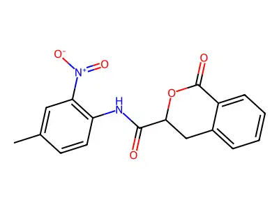 N-(4-methyl-2-nitrophenyl)-1-oxo-3,4-dihydroisochromene-3-carboxamide structure
