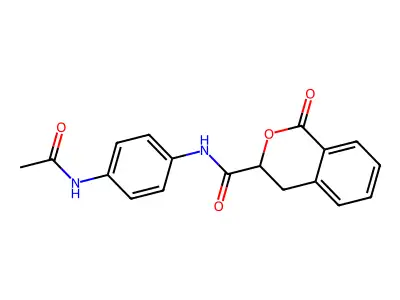 N-[4-(acetylamino)phenyl]-1-oxo-3,4-dihydro-1H-isochromene-3-carboxamide structure