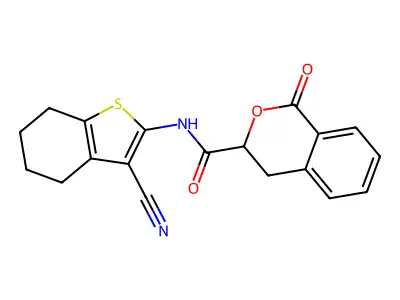N-(3-cyano-4,5,6,7-tetrahydro-1-benzothiophen-2-yl)-1-oxo-3,4-dihydroisochromene-3-carboxamide structure
