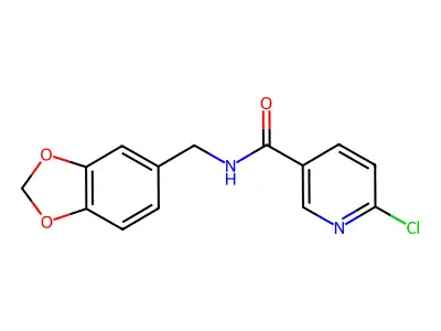 N-[(1,3-dioxaindan-5-yl)methyl]-6-chloropyridine-3-carboxamide structure