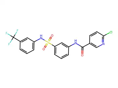 6-chloro-N-[3-[[3-(trifluoromethyl)phenyl]sulfamoyl]phenyl]pyridine-3-carboxamide structure