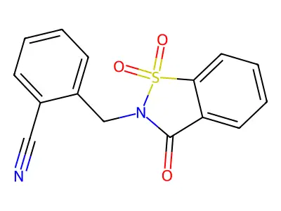 2-[(1,1,3-Trioxo-1,2-benzothiazol-2-yl)methyl]benzonitrile structure