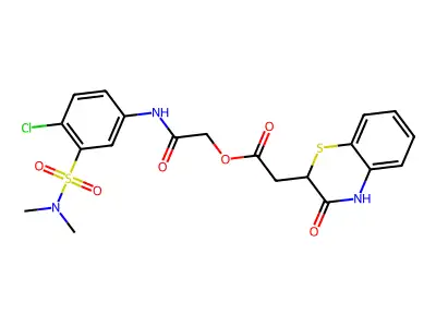 [2-[4-chloro-3-(dimethylsulfamoyl)anilino]-2-oxoethyl] 2-(3-oxo-4H-1,4-benzothiazin-2-yl)acetate structure