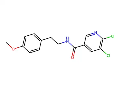 5,6-dichloro-N-[2-(4-methoxyphenyl)ethyl]pyridine-3-carboxamide structure