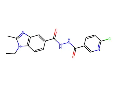6-chloro-N'-(1-ethyl-2-methyl-1H-1,3-benzodiazole-5-carbonyl)pyridine-3-carbohydrazide structure