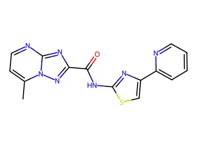 7-methyl-N-(4-pyridin-2-yl-1,3-thiazol-2-yl)-[1,2,4]triazolo[1,5-a]pyrimidine-2-carboxamide structure