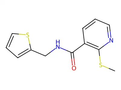2-methylsulfanyl-N-(thiophen-2-ylmethyl)pyridine-3-carboxamide structure