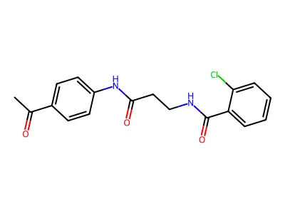 N-[3-(4-acetylanilino)-3-oxopropyl]-2-chlorobenzamide structure