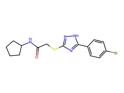 2-[[5-(4-bromophenyl)-1H-1,2,4-triazol-3-yl]sulfanyl]-N-cyclopentylacetamide structure
