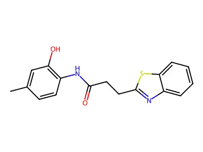 3-(1,3-benzothiazol-2-yl)-N-(2-hydroxy-4-methylphenyl)propanamide structure