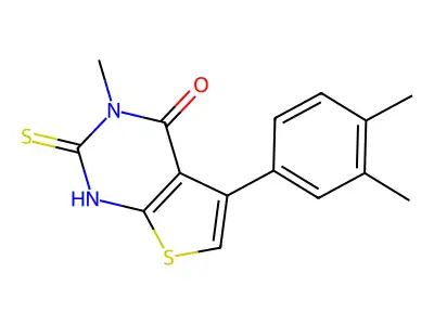 5-(3,4-dimethylphenyl)-3-methyl-2-sulfanyl-3H,4H-thieno[2,3-d]pyrimidin-4-one structure