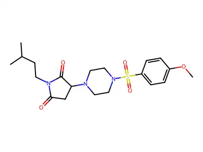3-[4-(4-methoxyphenyl)sulfonylpiperazin-1-yl]-1-(3-methylbutyl)pyrrolidine-2,5-dione structure