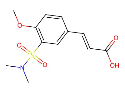 (2E)-3-[3-(dimethylsulfamoyl)-4-methoxyphenyl]prop-2-enoic acid structure