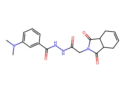 3-(dimethylamino)-N'-[2-(1,3-dioxo-3a,4,7,7a-tetrahydroisoindol-2-yl)acetyl]benzohydrazide structure