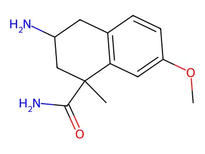 2-Amino-4-carbamyl-6-methoxy-4-methyltetralin structure
