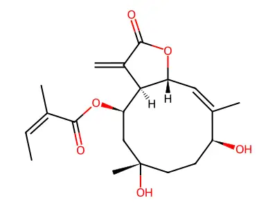[(10E)-6,9-dihydroxy-6,10-dimethyl-3-methylidene-2-oxo-4,5,7,8,9,11a-hexahydro-3aH-cyclodeca[b]furan-4-yl] (E)-2-methylbut-2-enoate structure