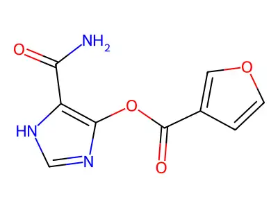 3-Furancarboxylic acid, 5-(aminocarbonyl)-1H-imidazol-4-yl ester structure