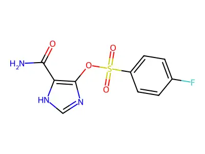 Benzenesulfonic acid, 4-fluoro-, 5-(aminocarbonyl)-1H-imidazol-4-yl ester structure