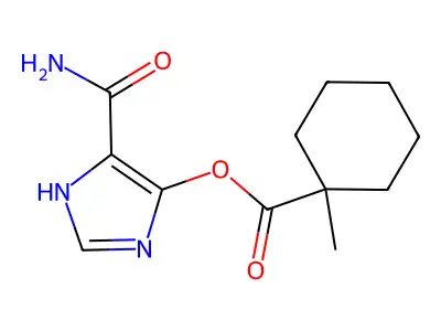 Cyclohexanecarboxylic acid, 1-methyl-, 5-(aminocarbonyl)-1H-imidazol-4-yl ester structure