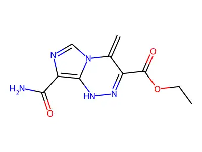 Ethyl 8-carbamoyl-4-methylene-1,4-dihydroimidazo[5,1-c][1,2,4]triazine-3-carboxylate structure