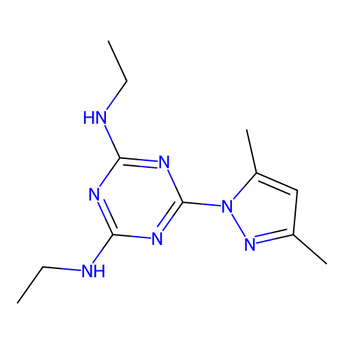 6-(3,5-dimethyl-1H-pyrazol-1-yl)-N,N'-diethyl-1,3,5-triazine-2,4-diamine structure