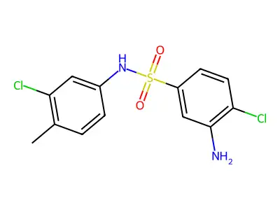 3-amino-4-chloro-N-(3-chloro-4-methylphenyl)benzene-1-sulfonamide structure