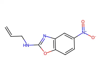 5-nitro-N-prop-2-enyl-1,3-benzoxazol-2-amine structure