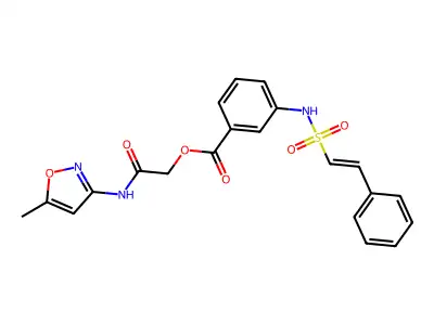[(5-methyl-1,2-oxazol-3-yl)carbamoyl]methyl 3-(2-phenylethenesulfonamido)benzoate structure