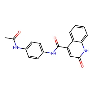 N-(4-acetamidophenyl)-2-oxo-1H-quinoline-4-carboxamide structure