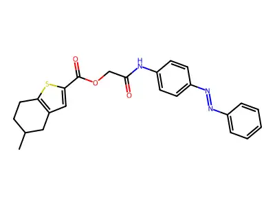 Benzo[b]thiophene-2-carboxylic acid, 4,5,6,7-tetrahydro-5-methyl-, 2-oxo-2-[[4-(2-phenyldiazenyl)phenyl]amino]ethyl ester structure