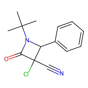 1-Tert-butyl-3-chloro-2-oxo-4-phenylazetidine-3-carbonitrile structure