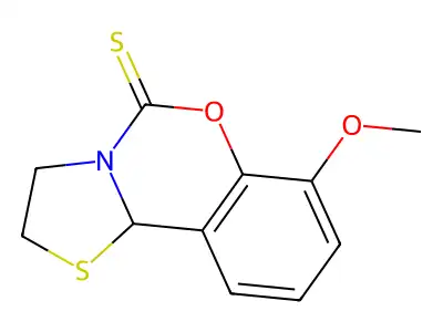 5H,10bH-Thiazolo(3,2-c)(1,3)benzoxazine-5-thione, 2,3-dihydro-7-methoxy- structure