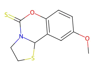 5H,10bH-Thiazolo(3,2-c)(1,3)benzoxazine-5-thione, 2,3-dihydro-9-methoxy- structure
