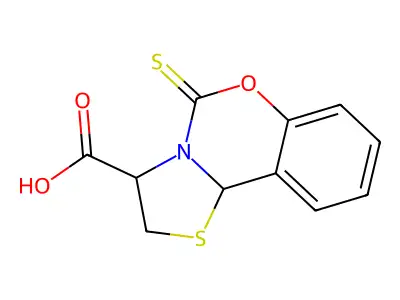 5H,10bH-Thiazolo(3,2-c)(1,3)benzoxazine-3-carboxylic acid, 2,3-dihydro-5-thioxo- structure