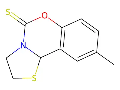 5H,10bH-Thiazolo(3,2-c)(1,3)benzoxazine-5-thione, 2,3-dihydro-9-methyl- structure