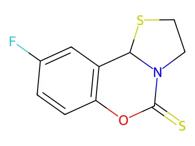 5H,10bH-Thiazolo(3,2-c)(1,3)benzoxazine-5-thione, 9-fluoro-2,3-dihydro- structure