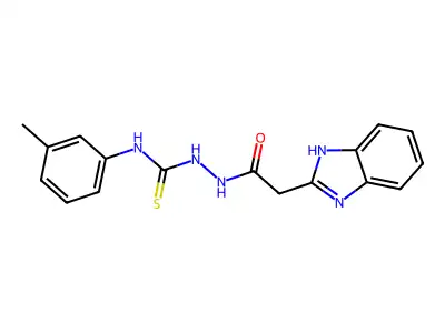1H-Benzimidazole-2-acetic acid, 2-(((3-methylphenyl)amino)thioxomethyl)hydrazide structure