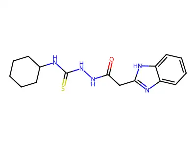1-[[2-(1H-benzimidazol-2-yl)acetyl]amino]-3-cyclohexylthiourea structure
