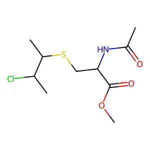L-N-Acetyl-3-((2-chloro-1-methylpropyl)thio)alanine methyl ester structure