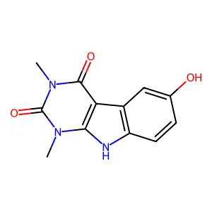 6-hydroxy-1,3-dimethyl-9H-pyrimido[4,5-b]indole-2,4-dione structure