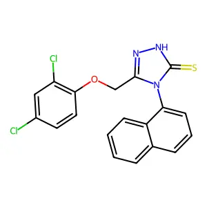 3-[(2,4-dichlorophenoxy)methyl]-4-naphthalen-1-yl-1H-1,2,4-triazole-5-thione structure